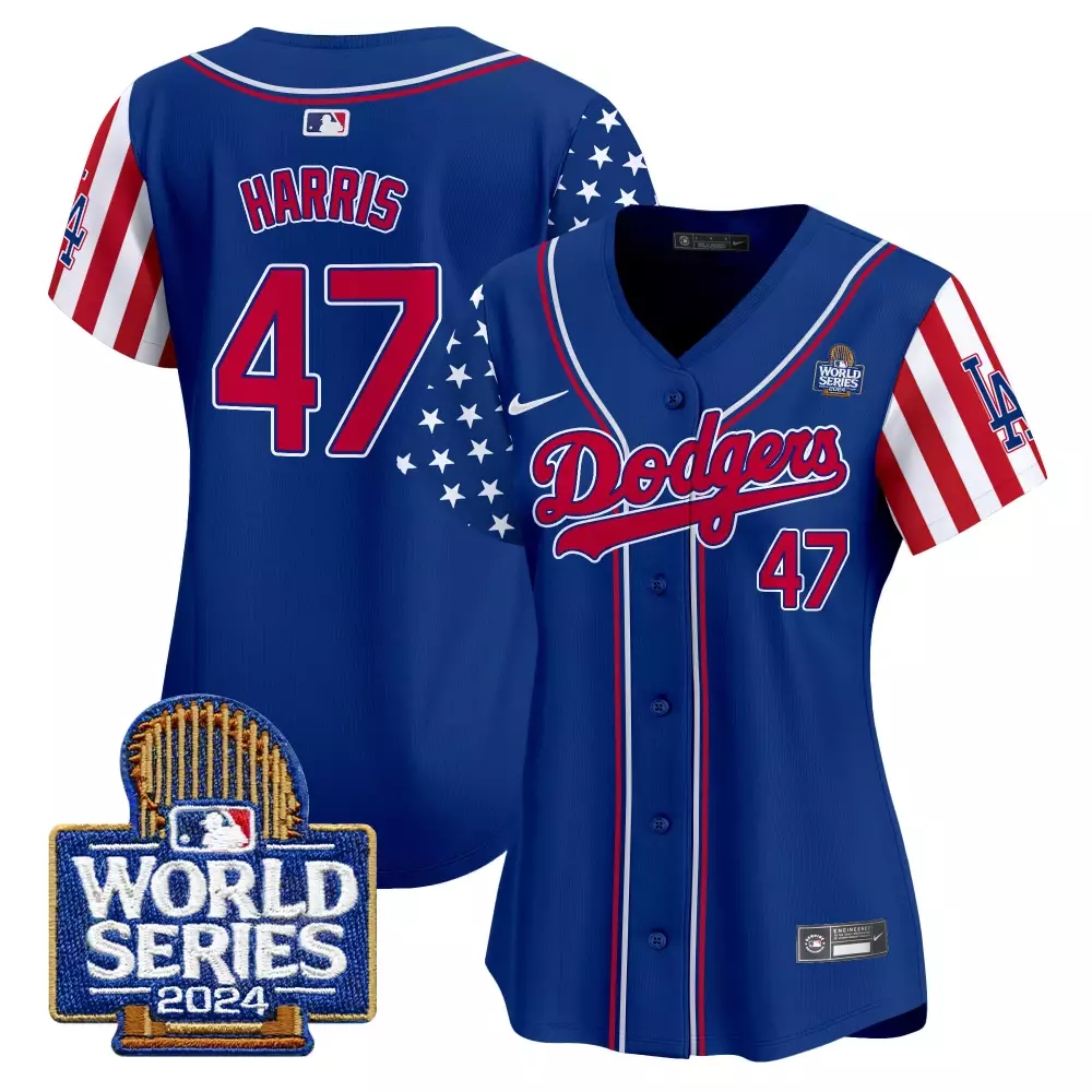 kamala harris royal womens los angeles dodgers american style 2024 world series vapor premier limited jersey all stitche