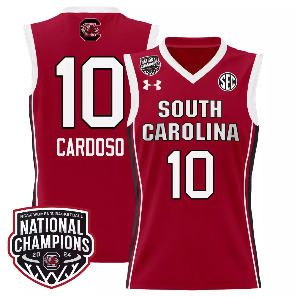 kamilla cardoso red mens size south carolina gamecocks 2024 final four basketball jersey v2 women patch all stitched