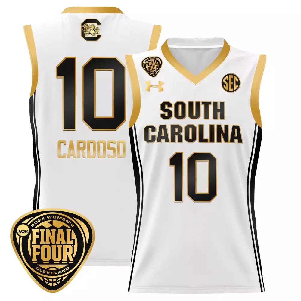 kamilla cardoso white gold mens size south carolina gamecocks 2024 final four basketball jersey v2 women patch all stitc