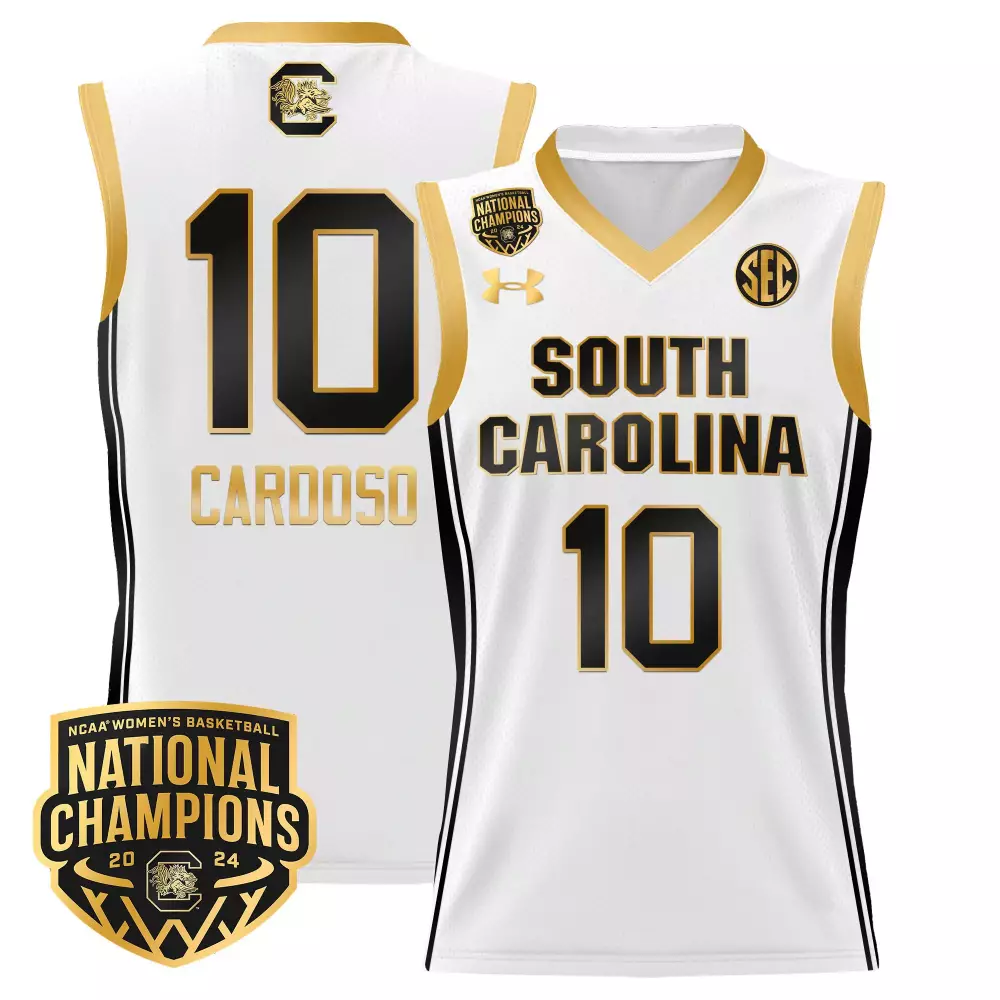 kamilla cardoso white gold mens size south carolina gamecocks 2024 final four basketball jersey v2 women patch all stitc