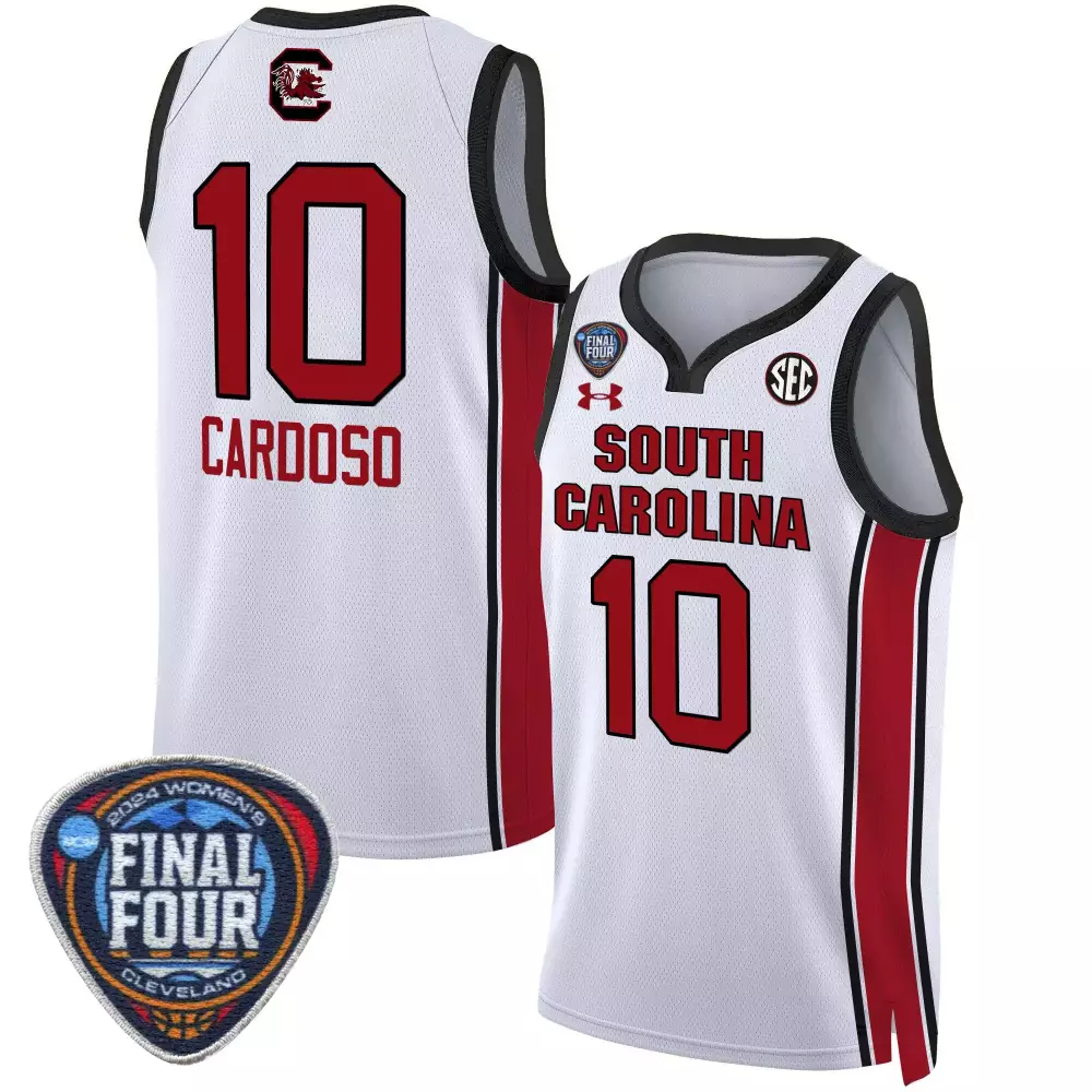 kamilla cardoso white mens size south carolina gamecocks 2024 final four basketball jersey v2 women patch all stitched