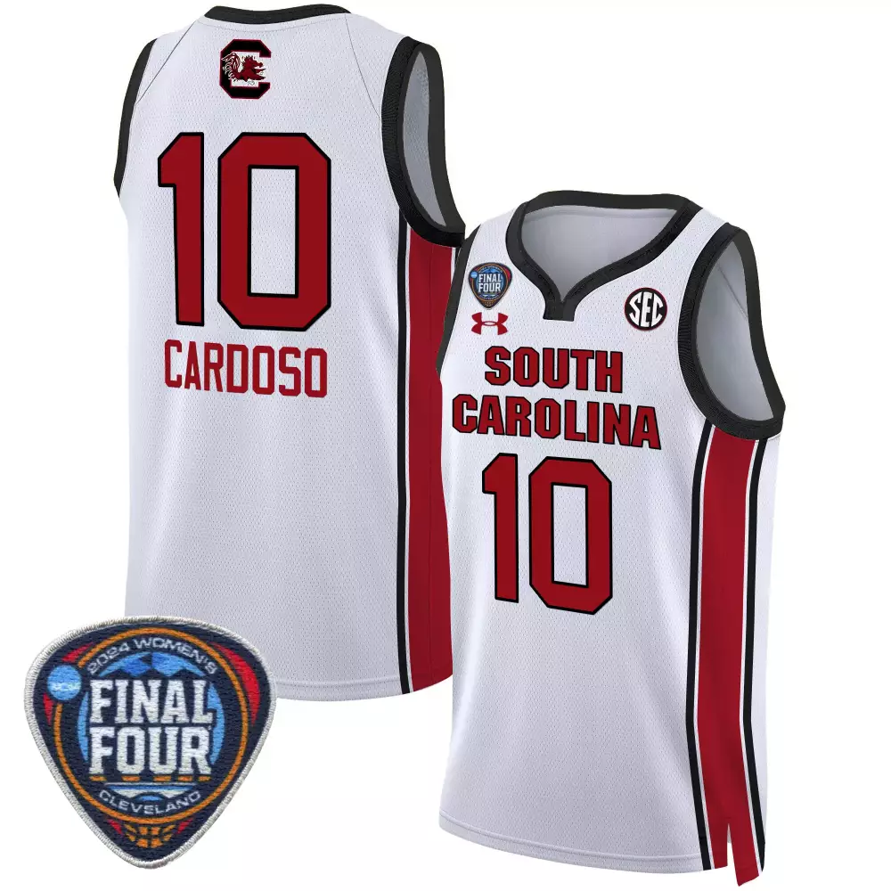 kamilla cardoso white womens size south carolina gamecocks 2024 final four basketball jersey v2 women patch all stitched