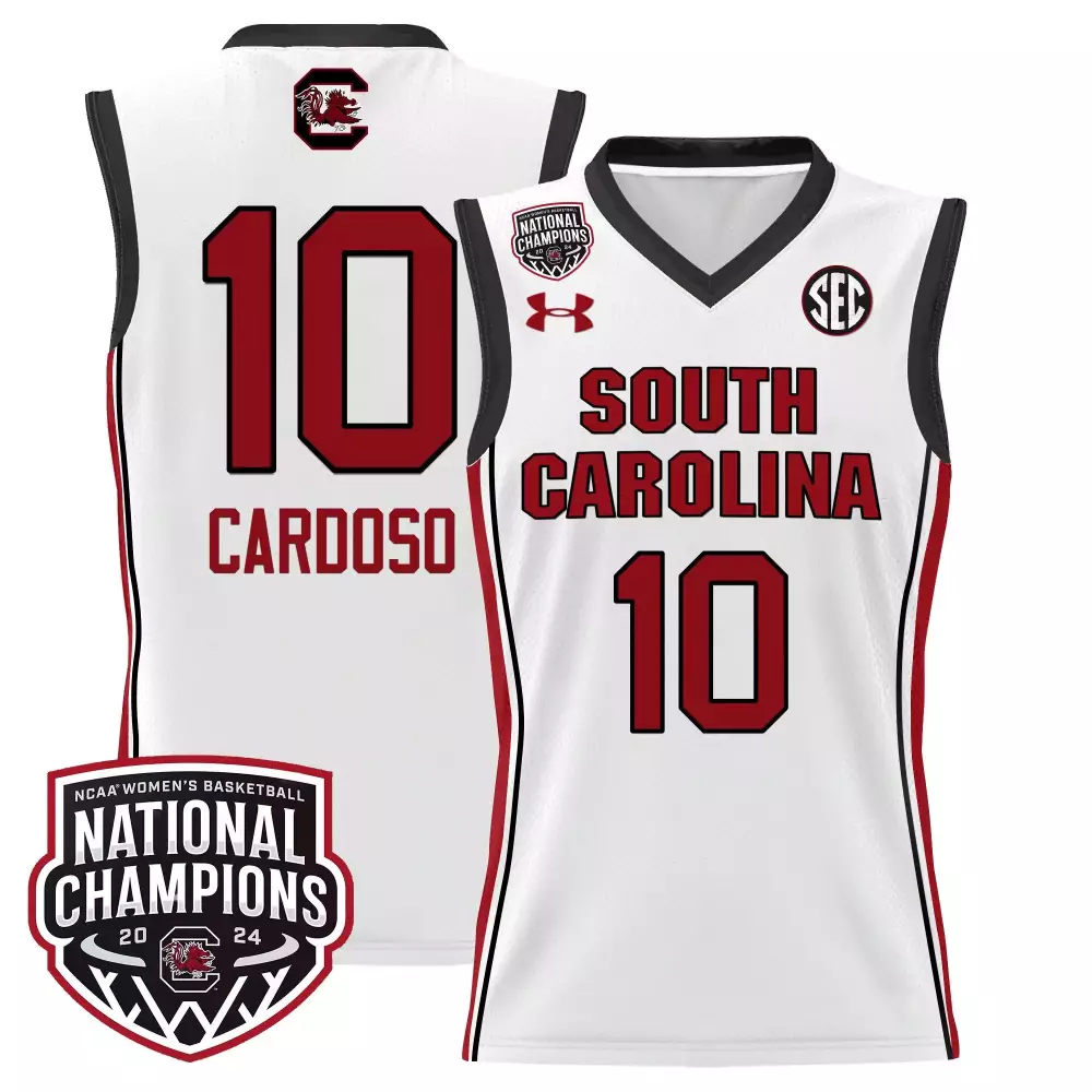 kamilla cardoso white womens size south carolina gamecocks 2024 final four basketball jersey v2 women patch all stitched
