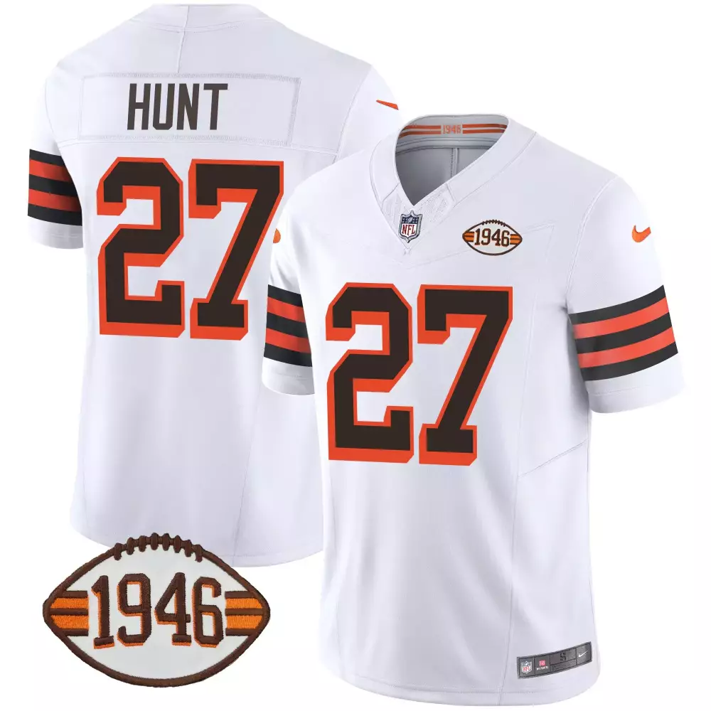 joe thomas white womens cleveland browns 32 jim brown memorial patch gold trim jersey all stitched