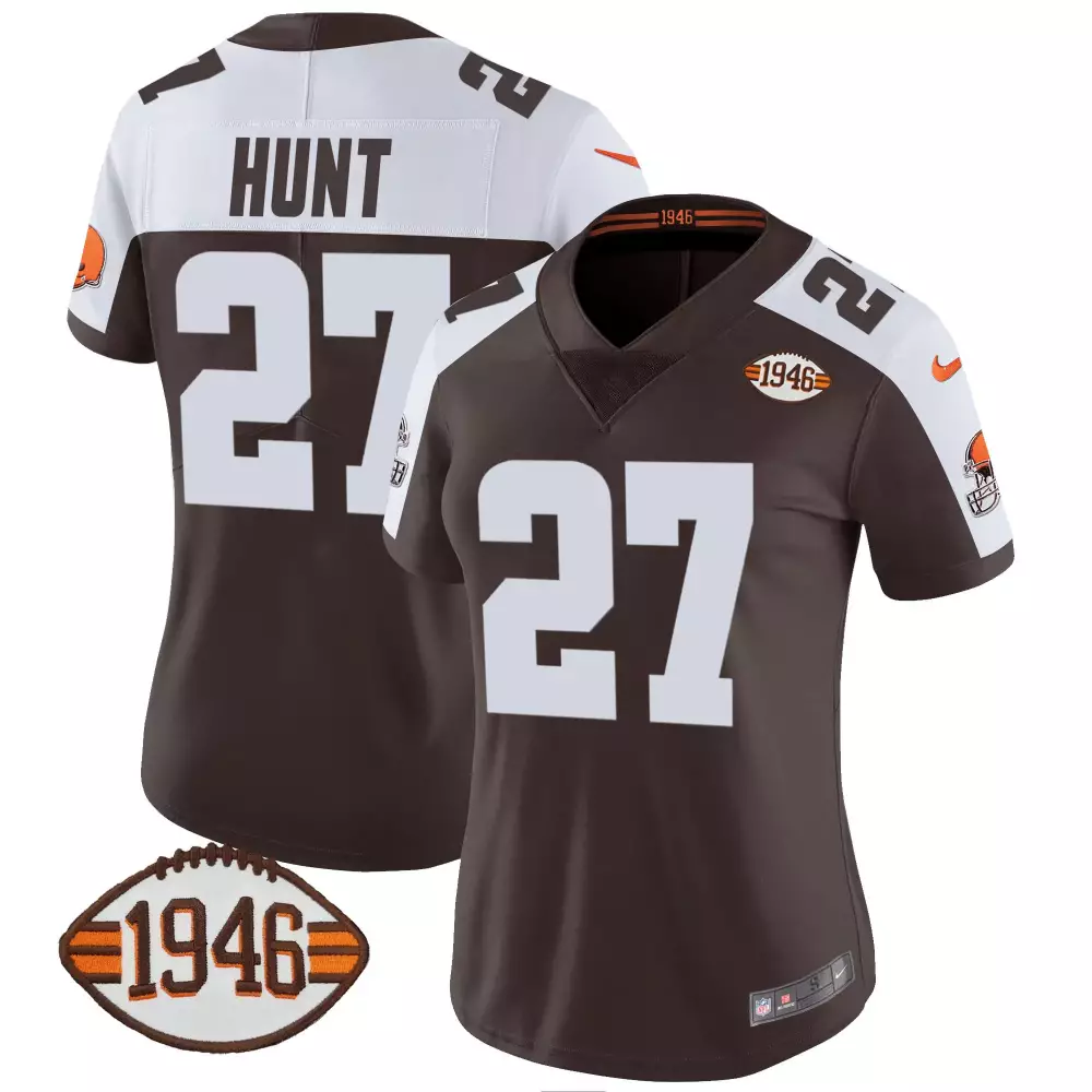 kareem hunt alternate mens cleveland browns 32 jim brown memorial patch jersey all stitched