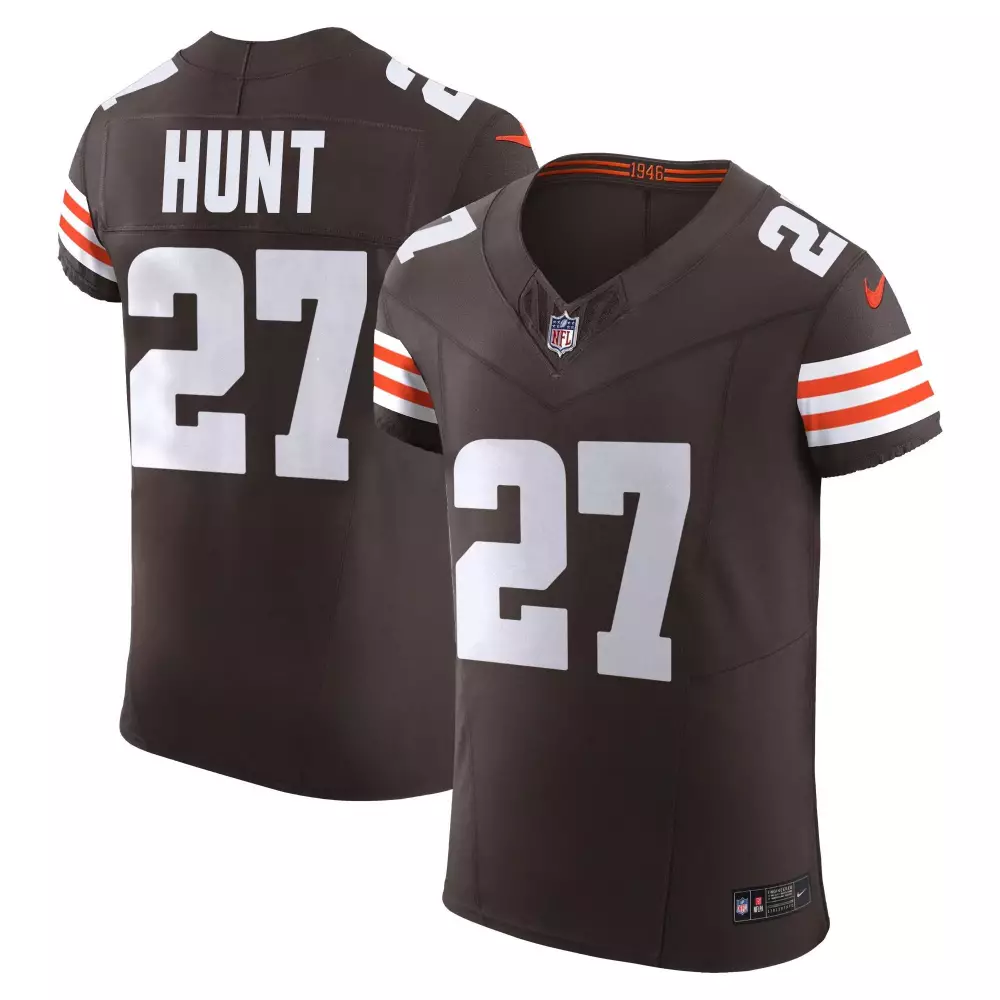 kareem hunt brown mens cleveland browns 32 jim brown memorial home patch jersey v3 all stitched
