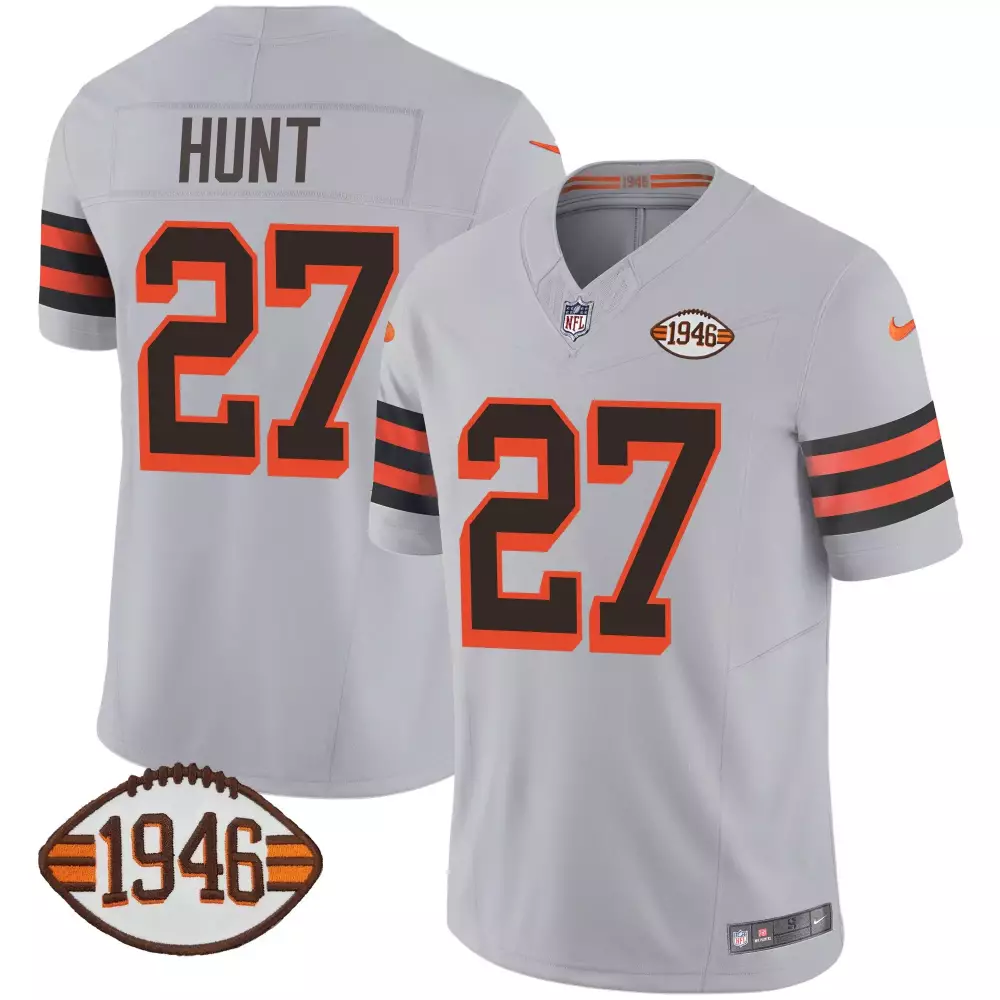 kareem hunt brown womens cleveland browns 1946 75th anniversary patch jersey all stitched