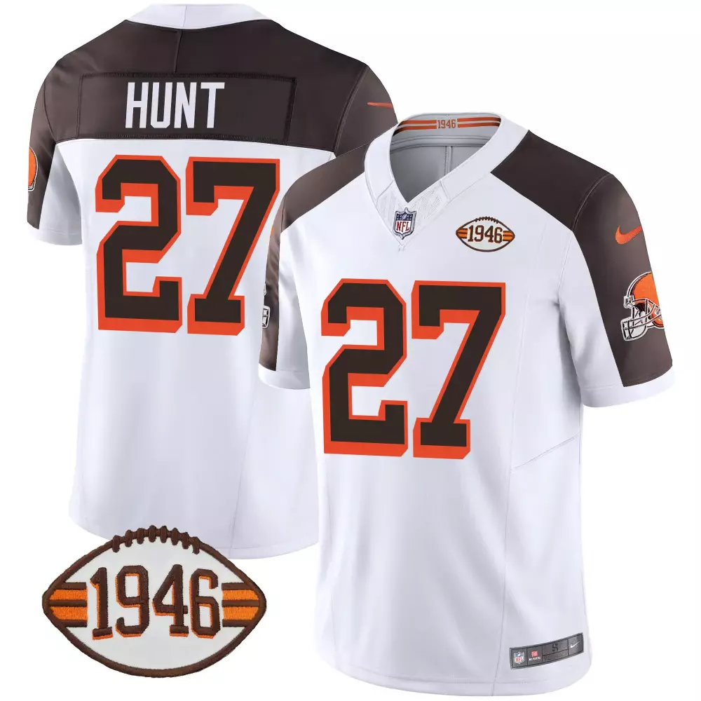 kareem hunt gray womens cleveland browns 1946 75th anniversary patch jersey all stitched