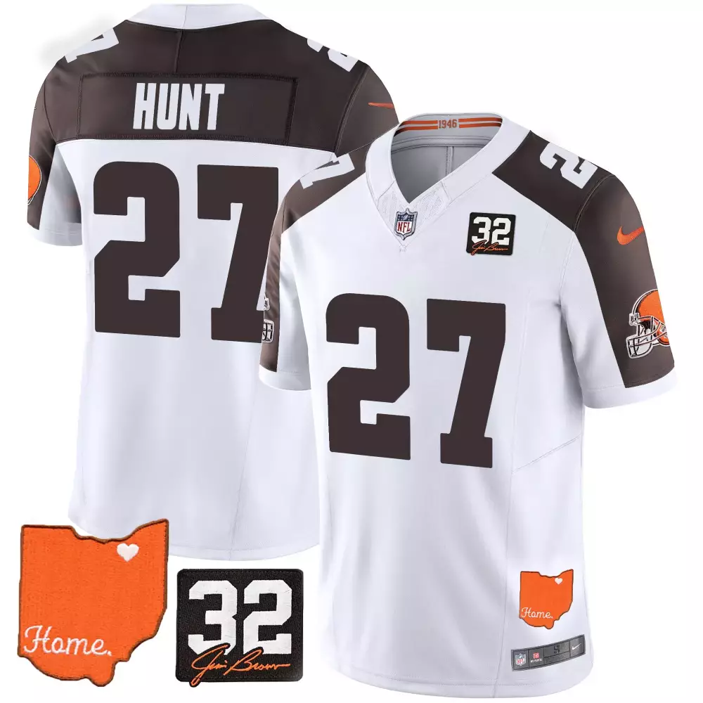 kareem hunt gray womens cleveland browns 1946 75th anniversary patch jersey all stitched