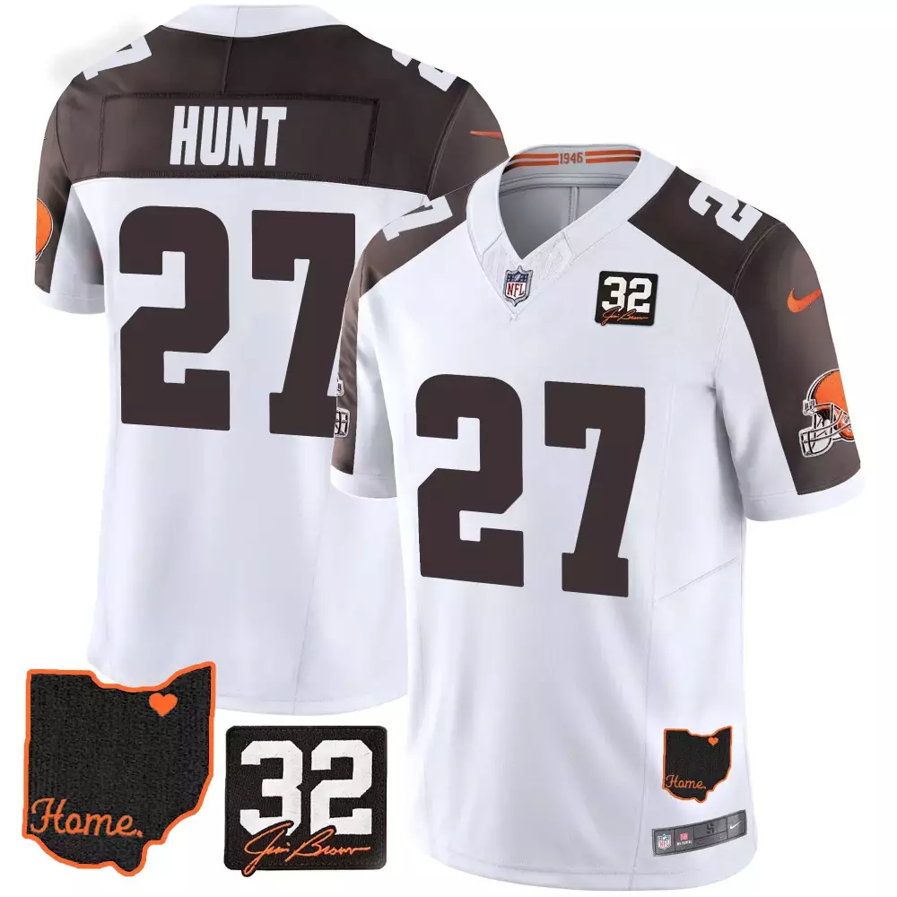 kareem hunt gray womens cleveland browns 1946 75th anniversary patch jersey all stitched