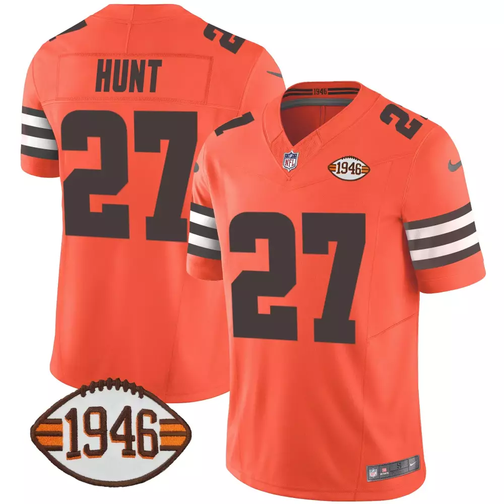 kareem hunt inverted mens cleveland browns 32 jim brown memorial patch jersey all stitched