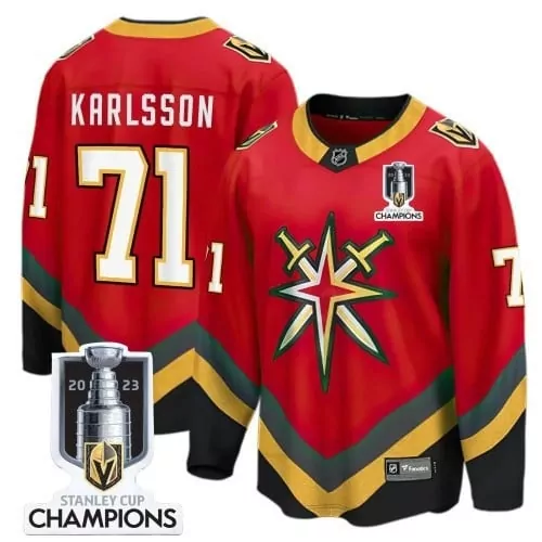 karlsson reverse retro red mens vegas golden knights 2023 stanley champions jersey all stitched