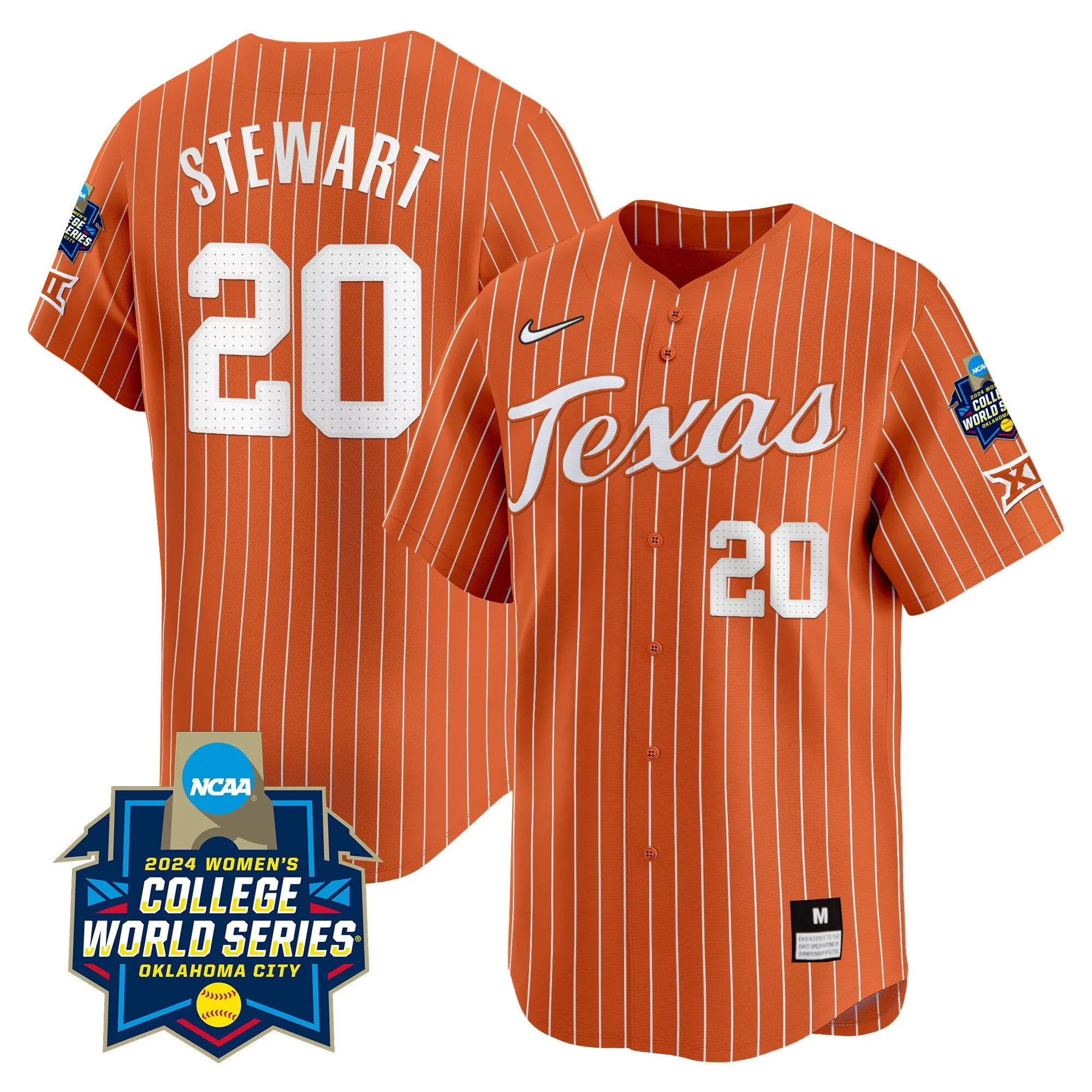 katie stewart pinstripe orange mens size texas longhorns womens college world series champions vapor premier limited jer
