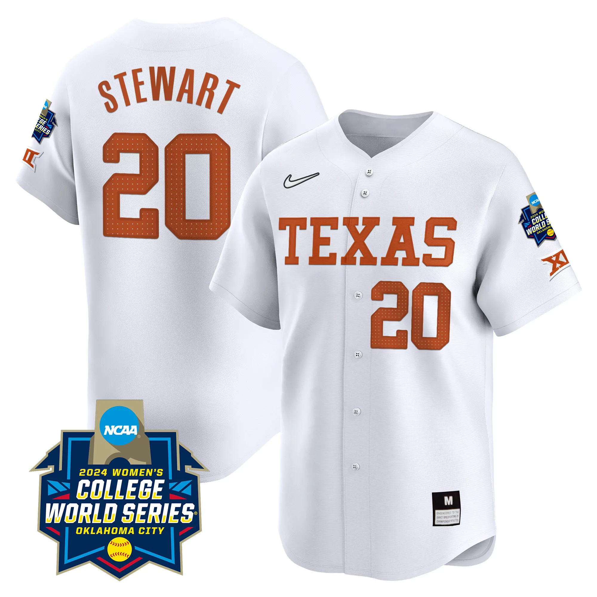 katie stewart white gold youths size texas longhorns womens college world series champions vapor premier limited jersey