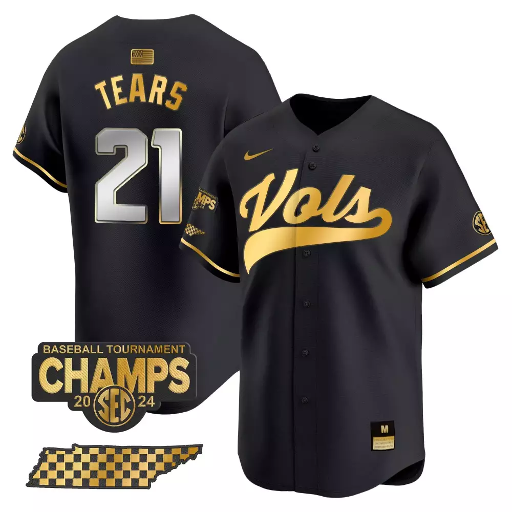 kavares tears black gold mens tennessee volunteers 2024 college world series vapor premier limited jersey v2 all stitche