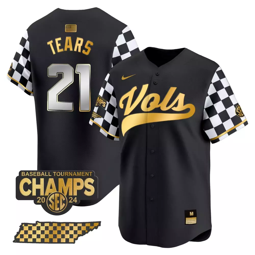 kavares tears black gold mens tennessee volunteers checkerboard 2024 tournament champions vapor premier limited jersey a