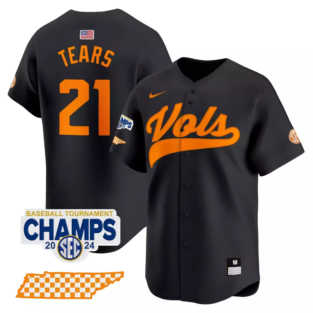 kavares tears black mens tennessee volunteers 2024 tournament champions vapor premier limited jersey all stitched