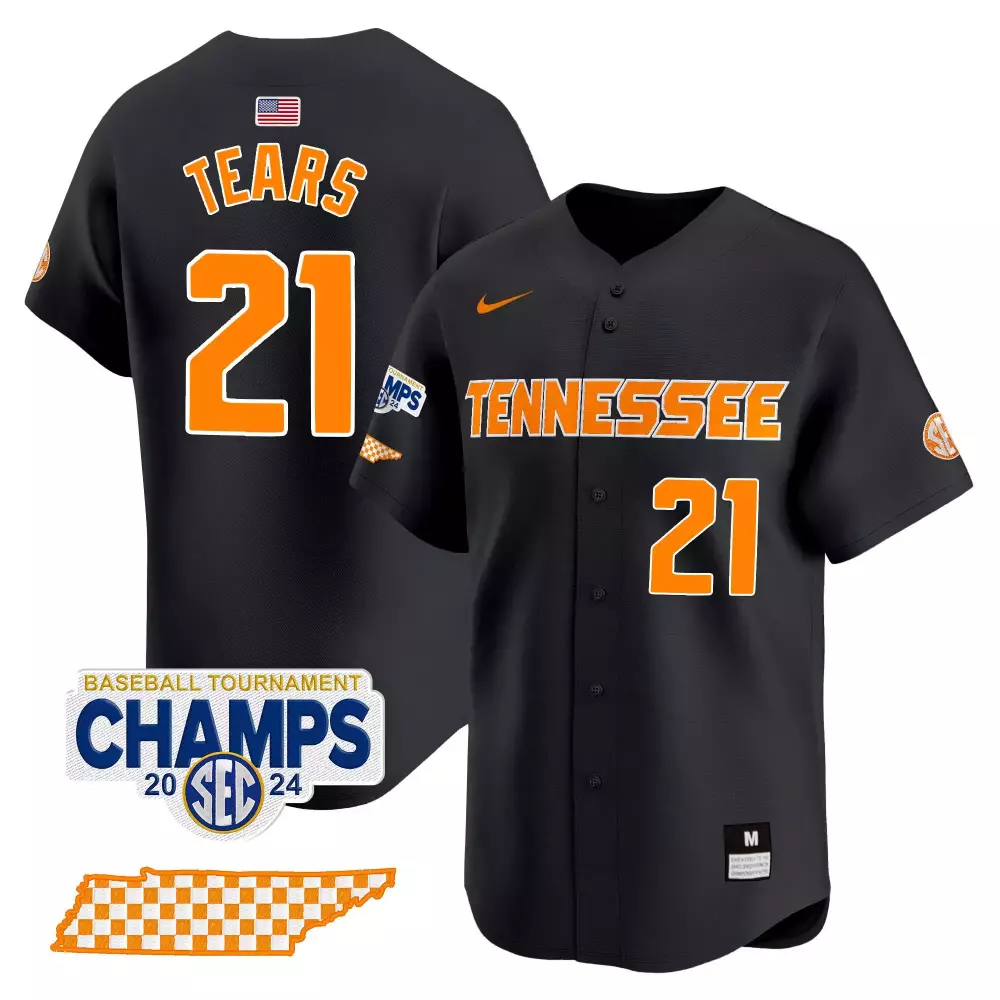 kavares tears black mens tennessee volunteers 2024 tournament champions vapor premier limited jersey all stitched