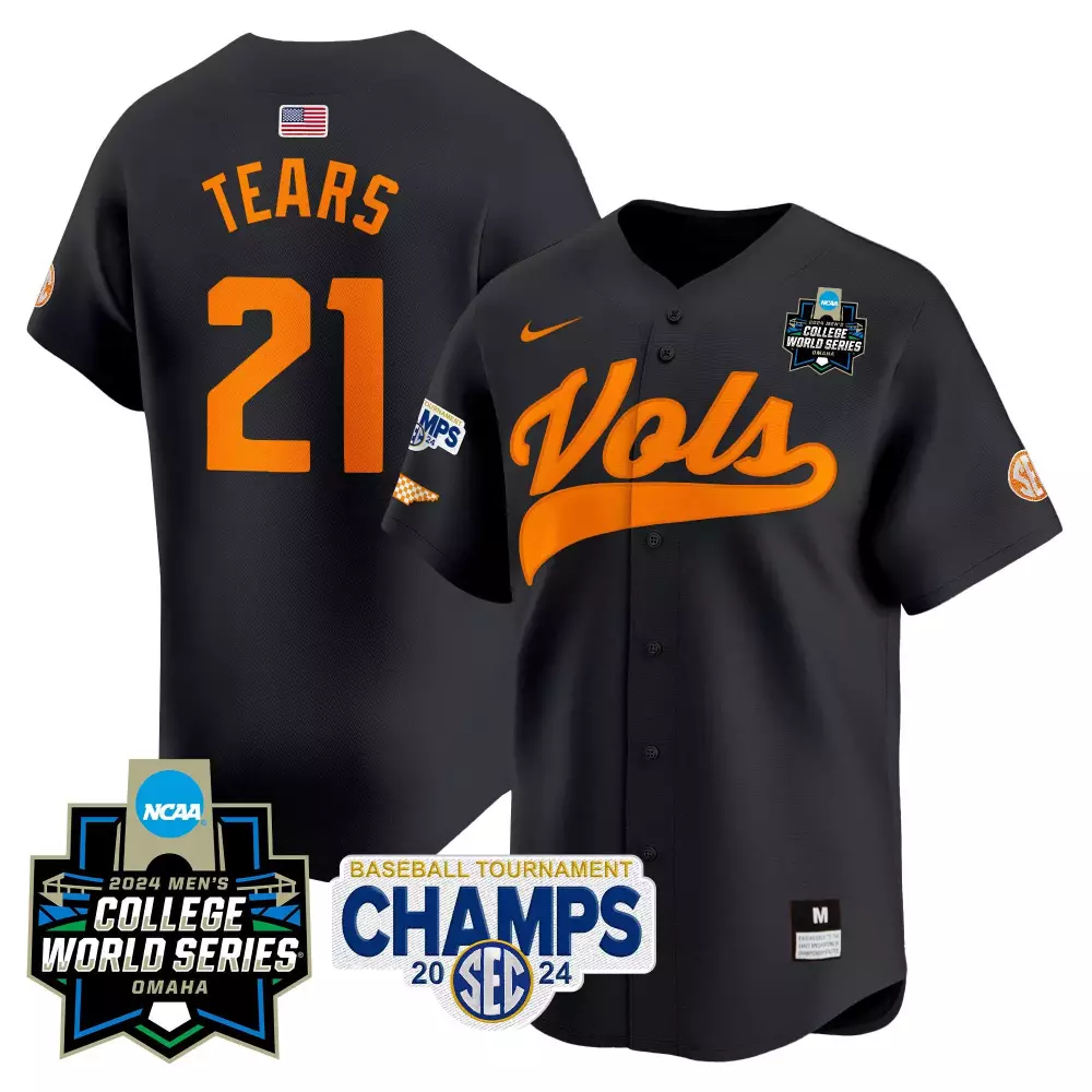 kavares tears black mens tennessee volunteers 2024 tournament champions vapor premier limited jersey all stitched