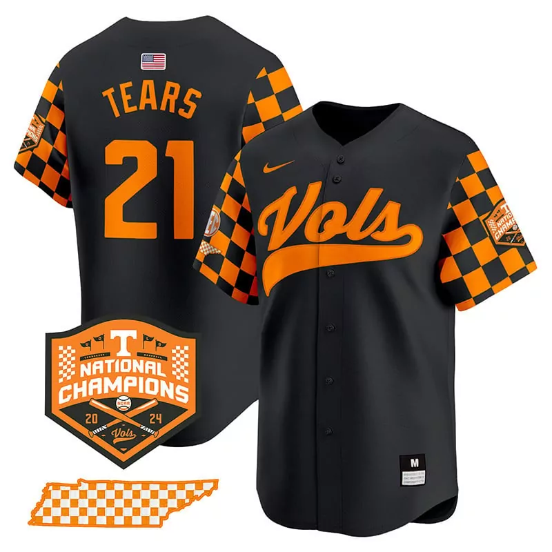 kavares tears black mens tennessee volunteers 2024 tournament champions vapor premier limited jersey all stitched