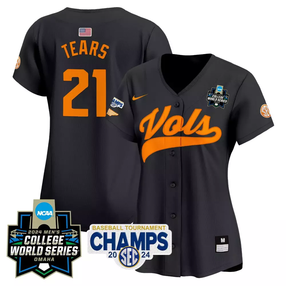 kavares tears black womens tennessee volunteers 2024 tournament champs world series vapor premier limited jersey all sti