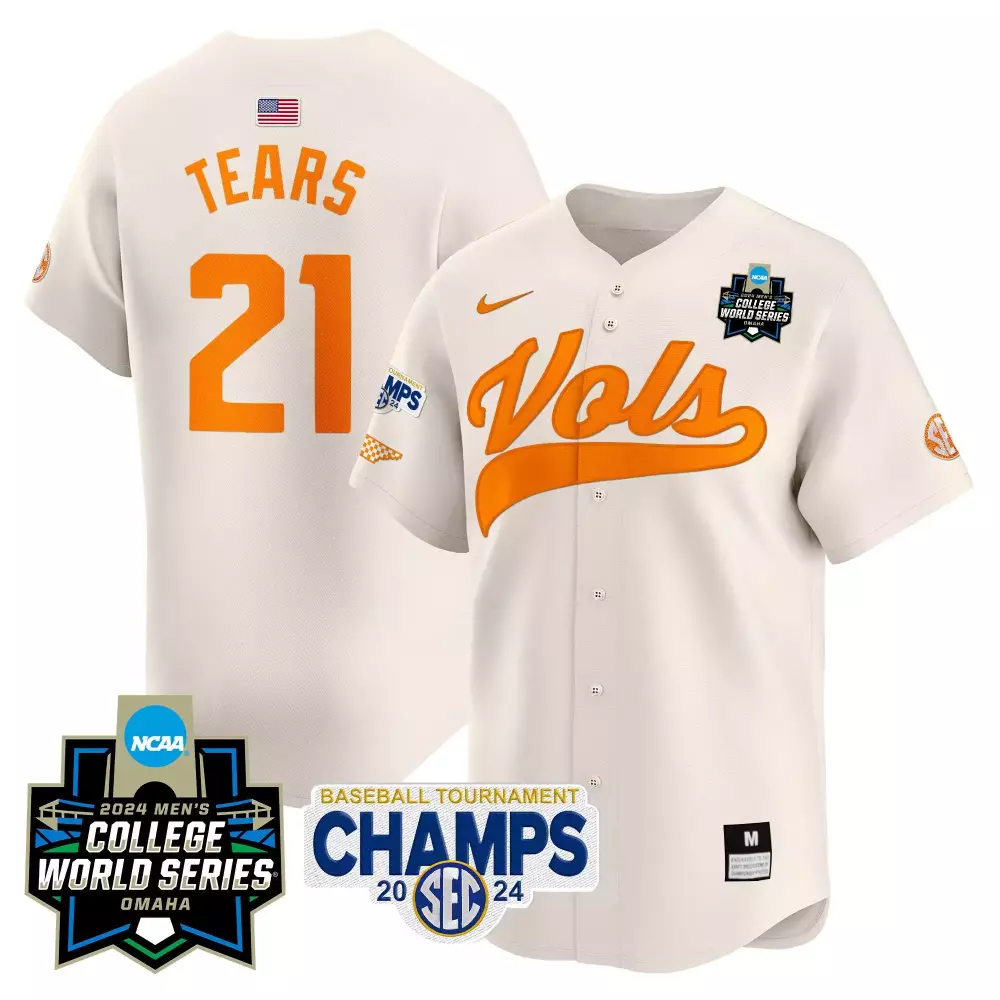 kavares tears cream mens tennessee volunteers 2024 tournament champs world series vapor premier limited jersey all stitc