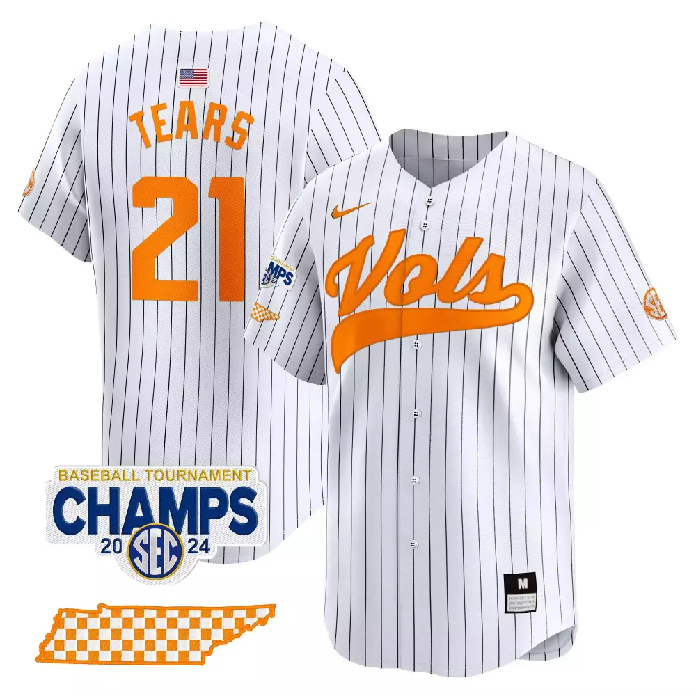 kavares tears pinstripe mens tennessee volunteers 2024 college world series vapor premier limited jersey all stitched