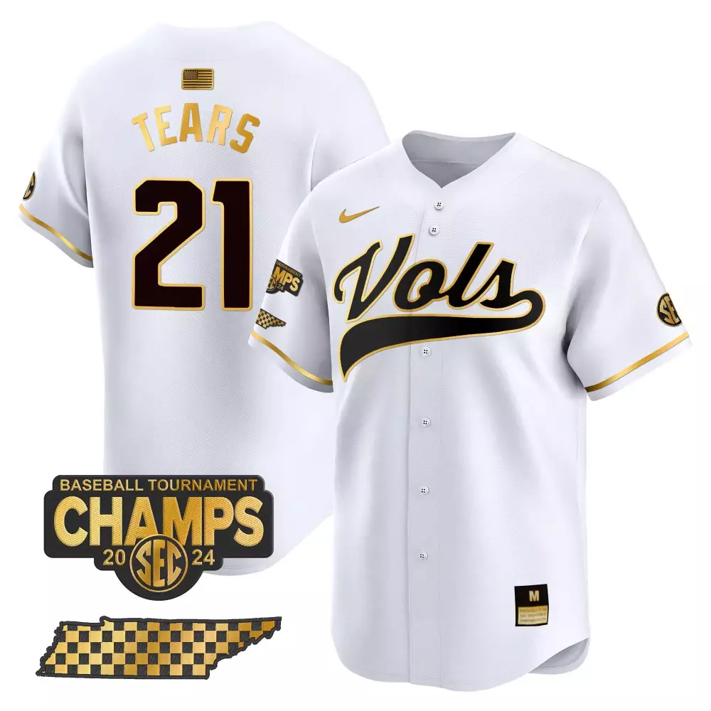 kavares tears white gold mens tennessee volunteers 2024 college world series vapor premier limited jersey v2 all stitche
