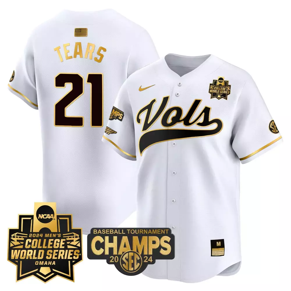 kavares tears white gold mens tennessee volunteers 2024 college world series vapor premier limited jersey v2 all stitche