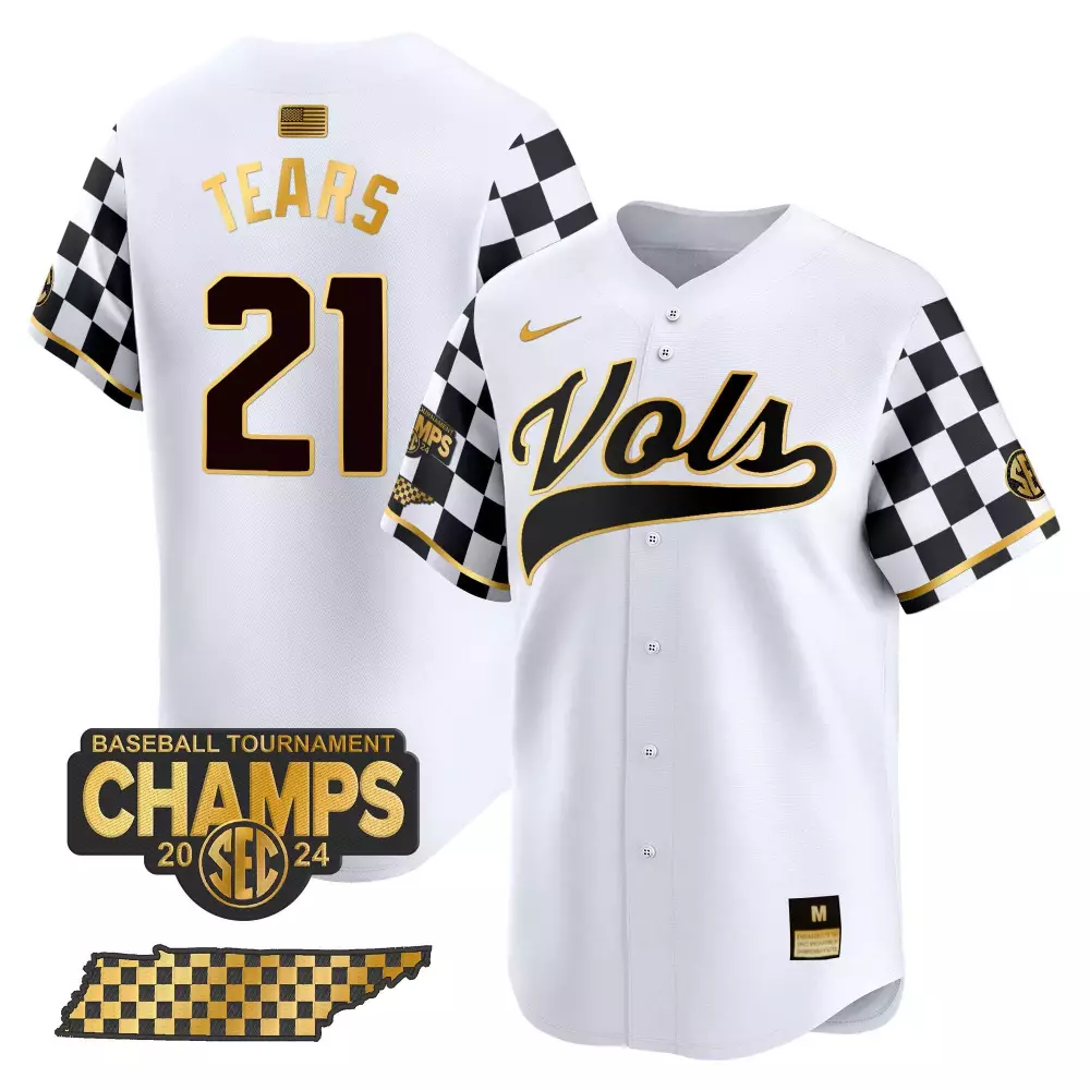 kavares tears white gold mens tennessee volunteers checkerboard 2024 tournament champions vapor premier limited jersey a