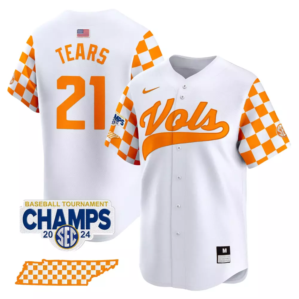kavares tears white mens tennessee volunteers checkerboard 2024 tournament champions vapor premier limited jersey all st