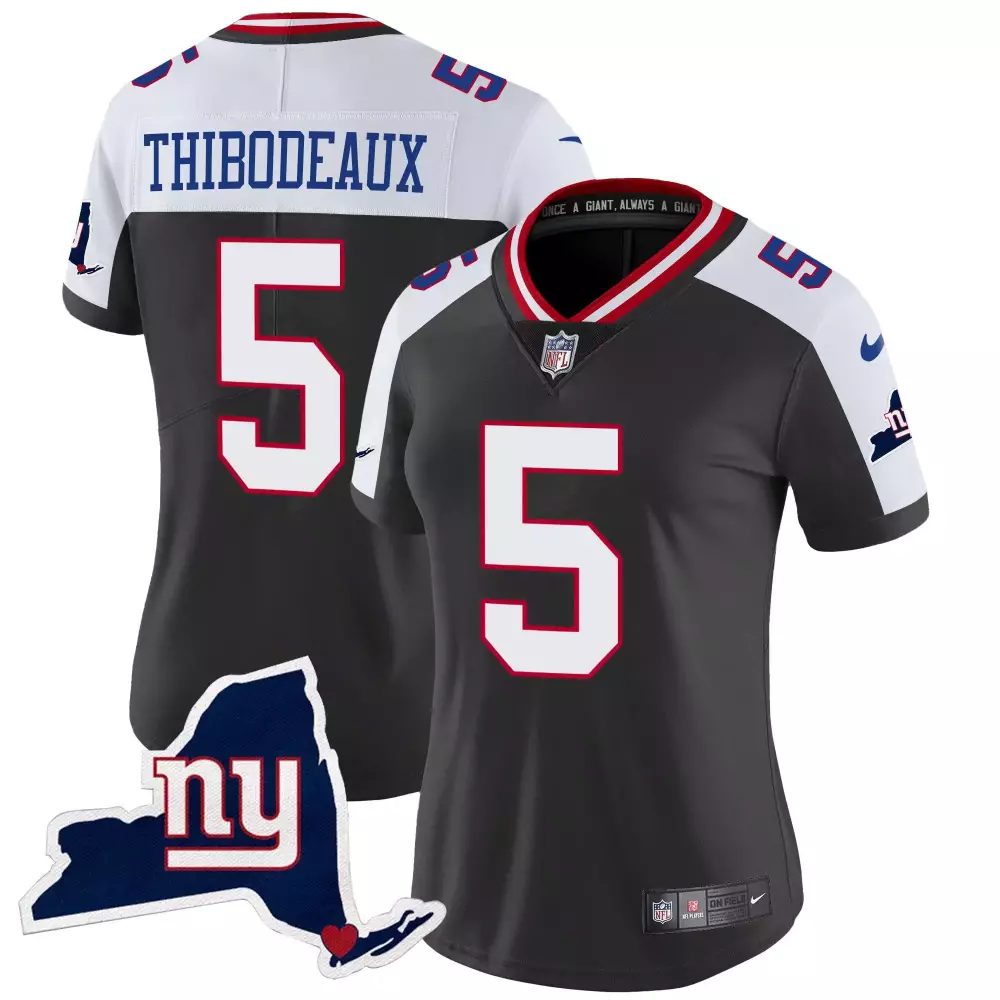 Kayvon Thibodeaux Black Alternate Women's New York Giants New York State Map Patch Limited Jersey V2 | All Stitched Gear for Men, Women & Youth