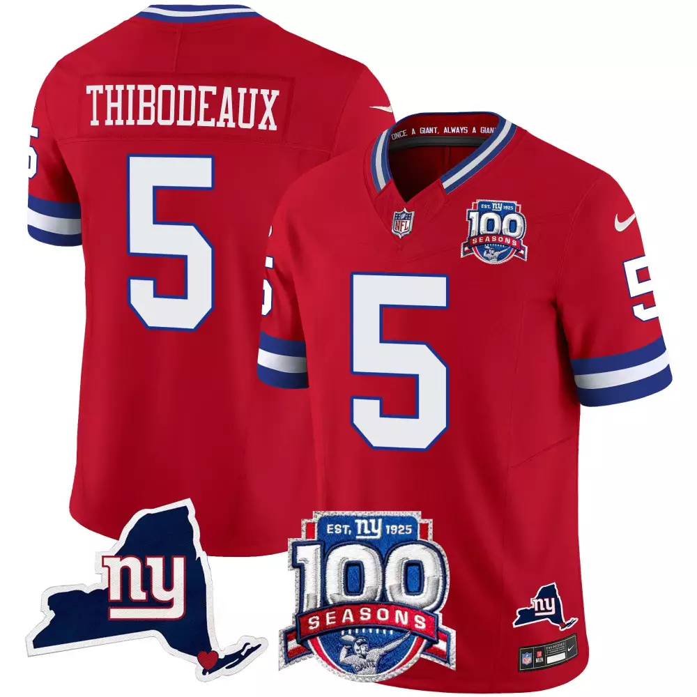 kayvon thibodeaux red alternate mens new york giants century red 100th season commemorative vapor jersey all stitched