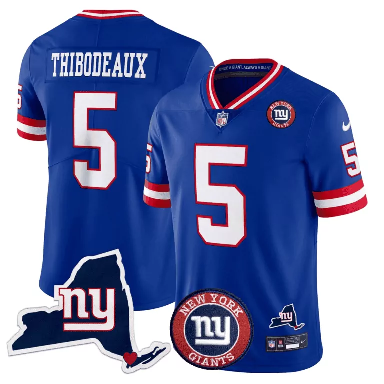 kayvon thibodeaux royal mens new york giants new york state logo patch limited jersey all stitched
