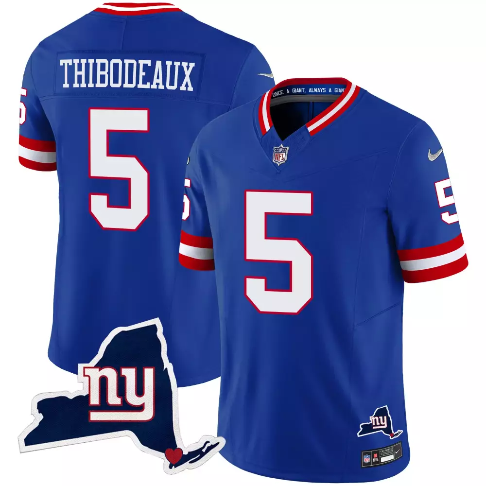 kayvon thibodeaux royal mens new york giants new york state logo patch limited jersey all stitched
