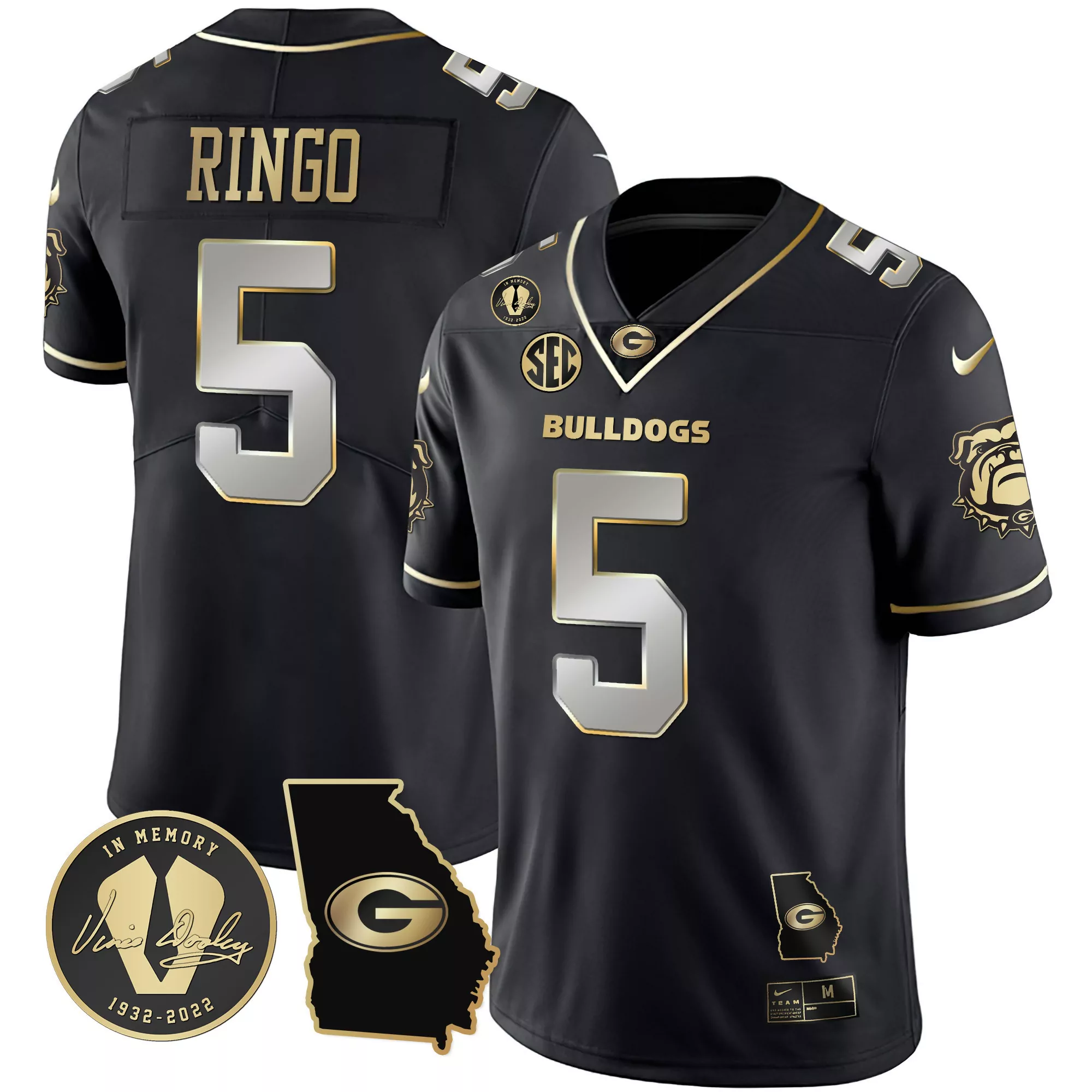 kelee ringo black limited mens georgia bulldogs 2023 vapor jersey v2 georgia map all stitched
