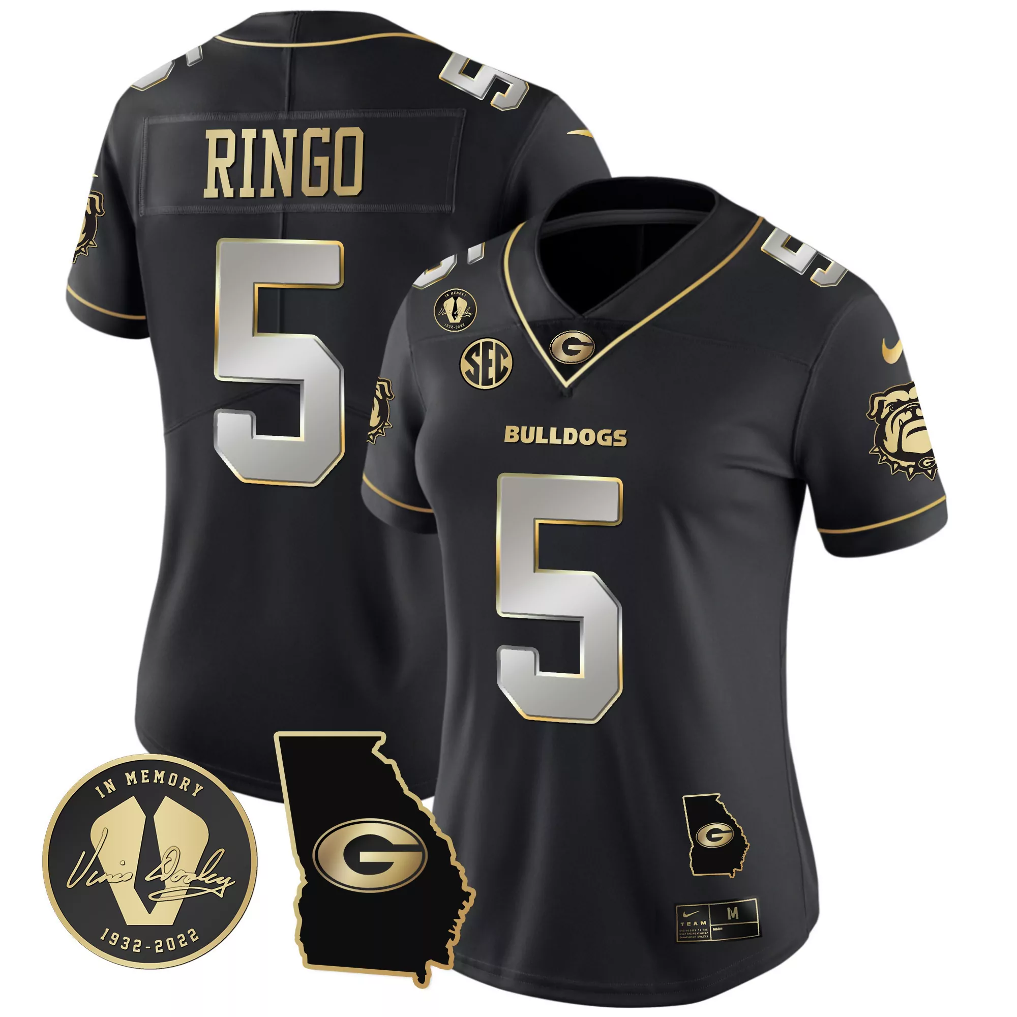 kelee ringo black limited womens georgia bulldogs 2023 vapor jersey georgia map all stitched