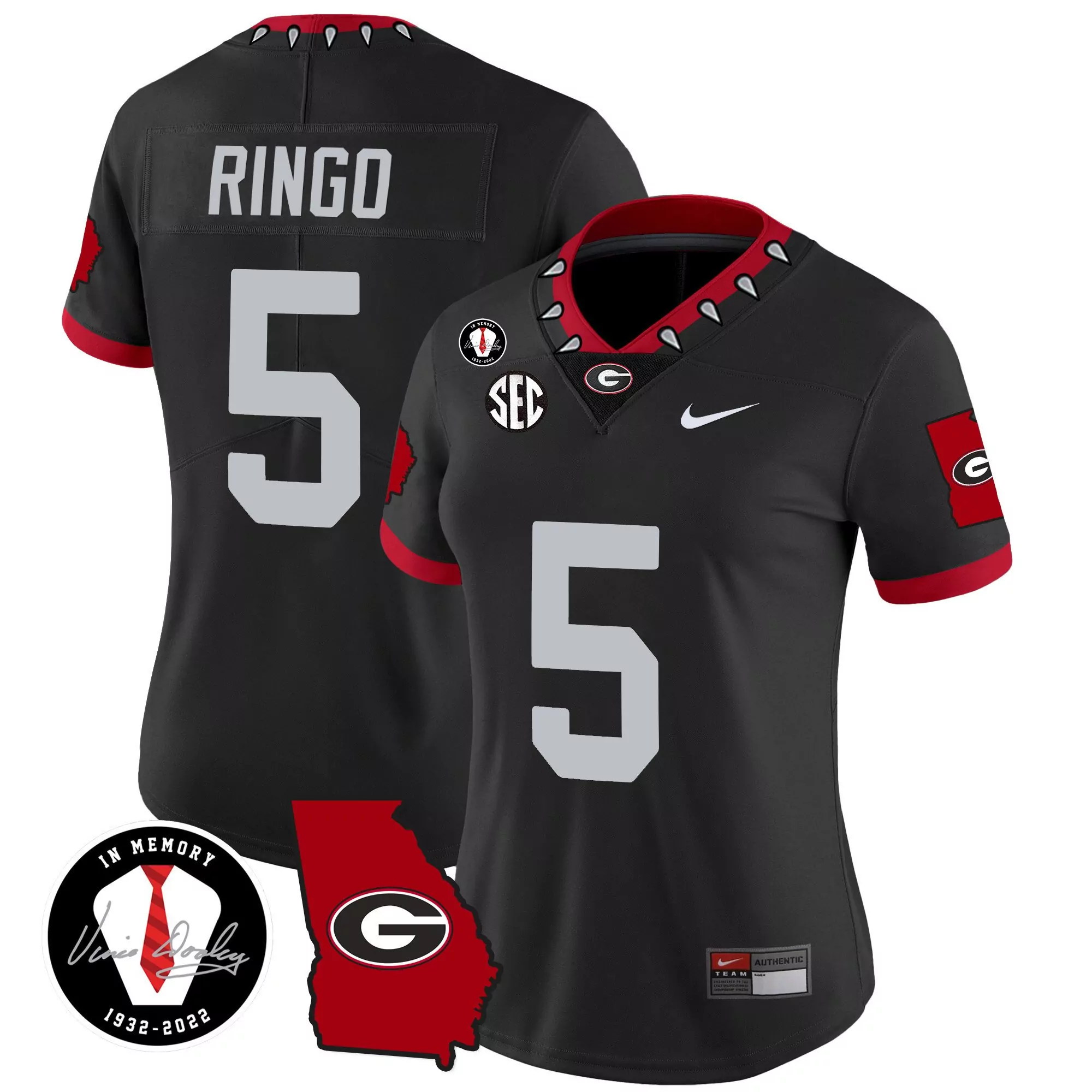 kelee ringo black womens georgia bulldogs 2023 vapor jersey v3 georgia map all stitched