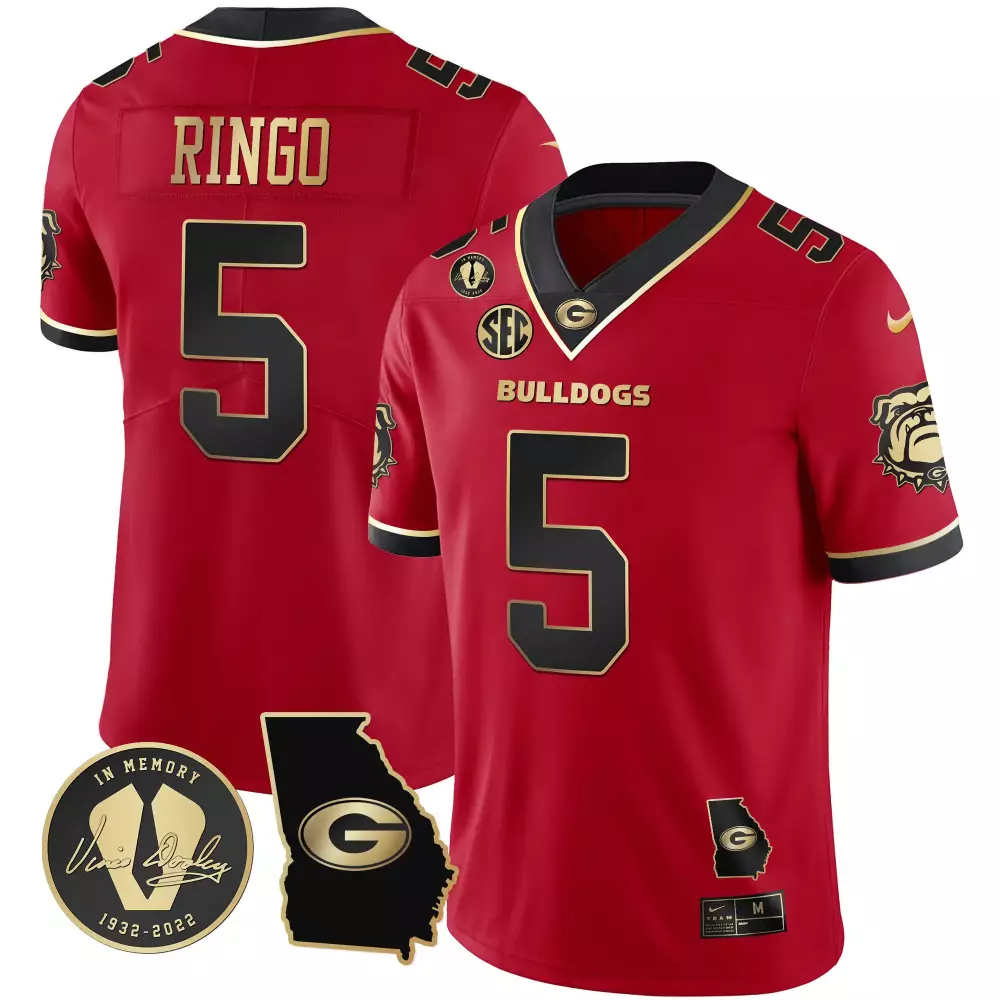 Kelee Ringo Men's 2023 Vapor Jersey V4 | White Gold Trim with Georgia Map | Stitched Fan Gear for Game Day | For Men, Women & Youth