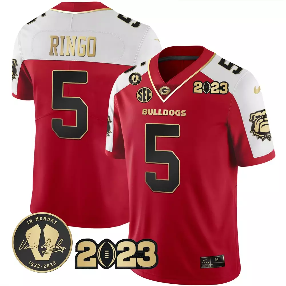 Kelee Ringo Men's 2023 Vapor Jersey V4 | White Gold Trim with Georgia Map | Stitched Fan Gear for Game Day | For Men, Women & Youth