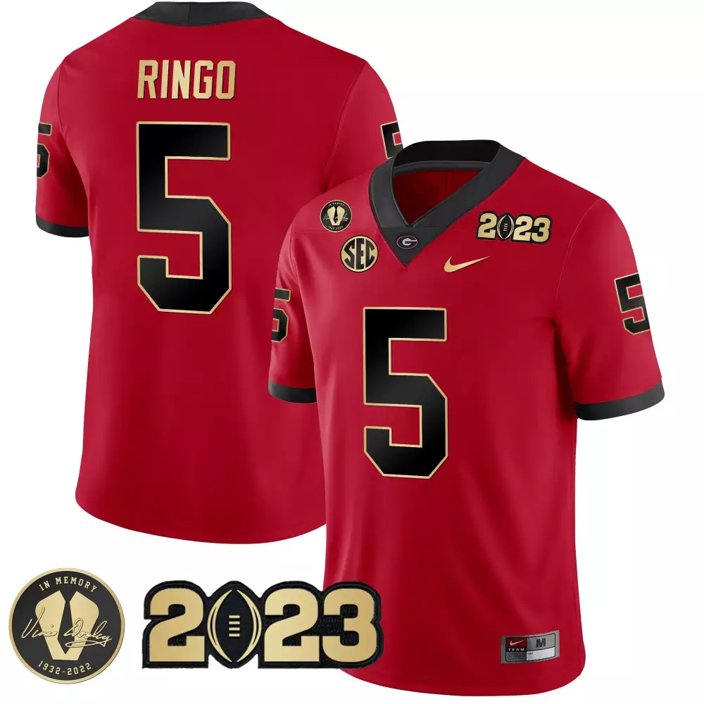 Kelee Ringo Red & Gold 2023 Champions V2 Jersey | All Stitched | Replica Fan Gear for Men, Women & Youth