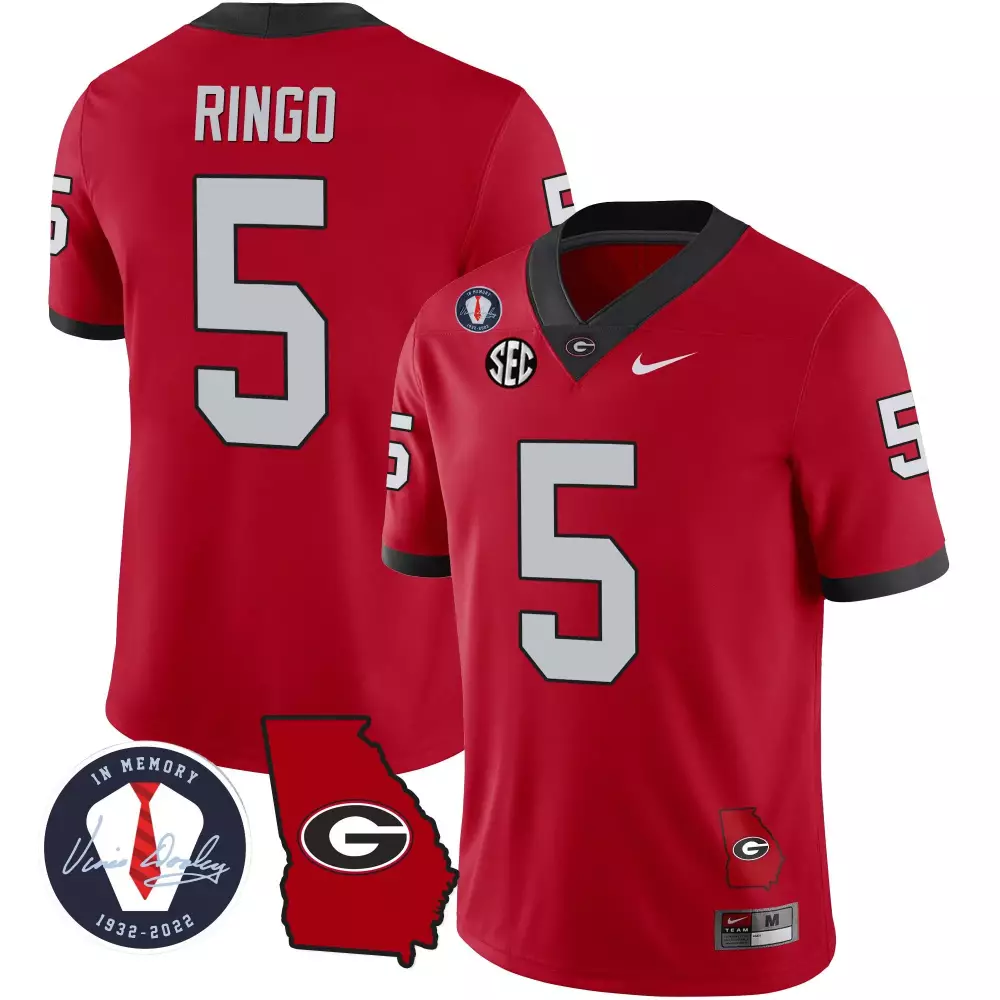 Kelee Ringo Red Men's Georgia Bulldogs 2023 Champions Jersey | All Stitched | Fan Gear for Game Day | For Men, Women & Youth
