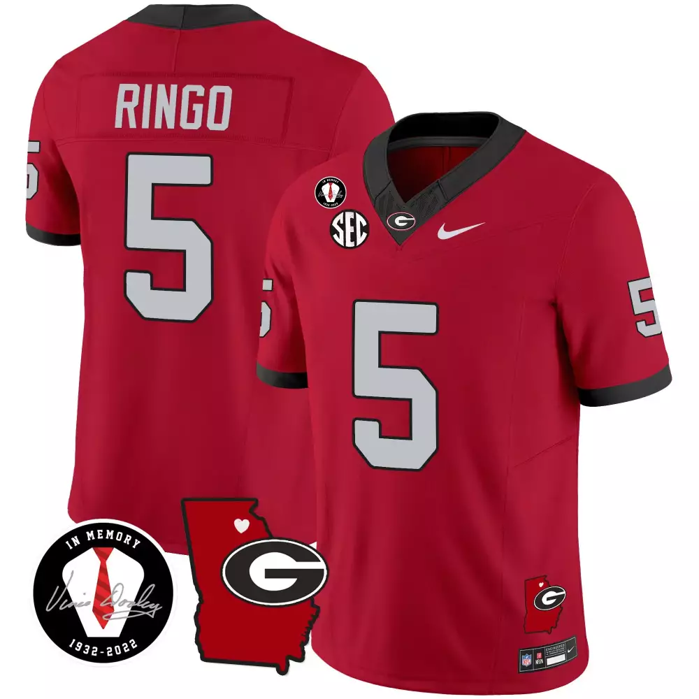 Kelee Ringo Red Men's Georgia Bulldogs 2023 Champions Jersey | All Stitched | Fan Gear for Game Day | For Men, Women & Youth