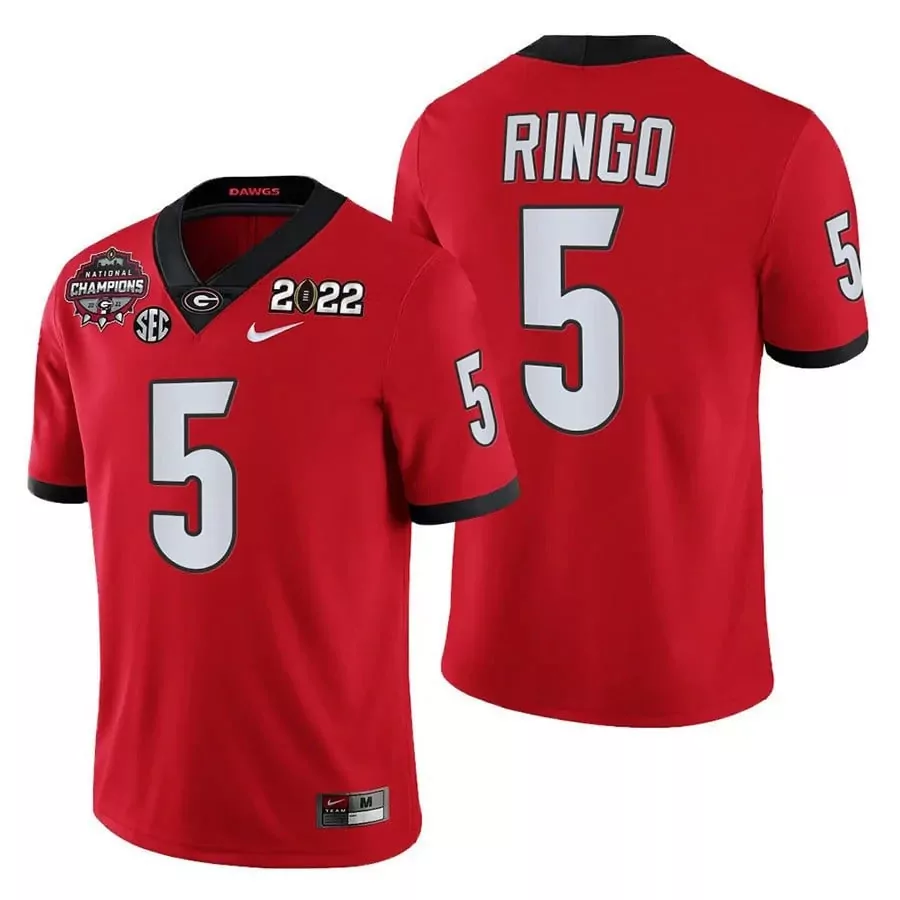 Kelee Ringo Red Men's Georgia Bulldogs CFP National Champions Jersey | All Stitched | Fan Gear for Game Day | For Men, Women & Youth