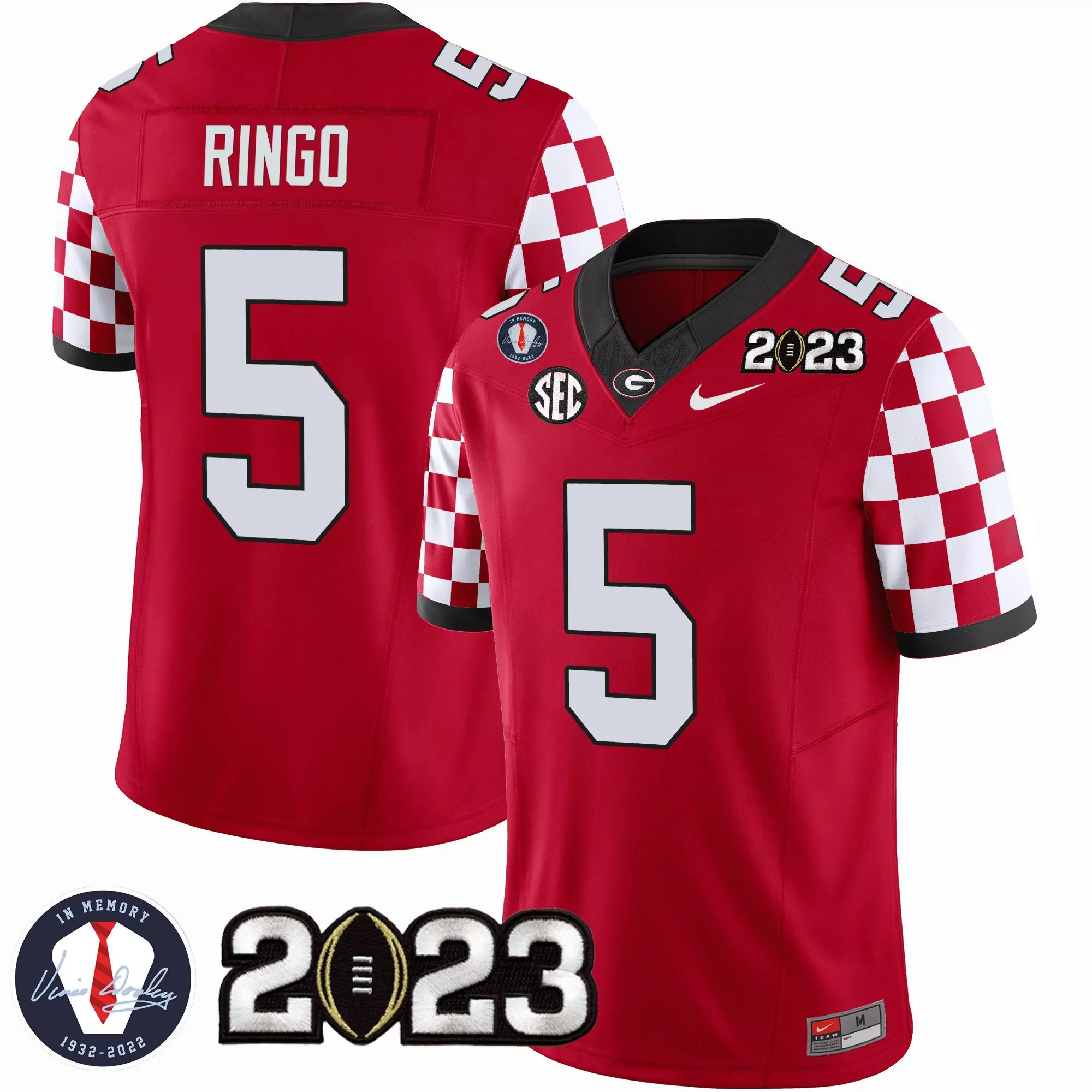 kelee ringo red mens georgia bulldogs checkerboard jersey all stitched