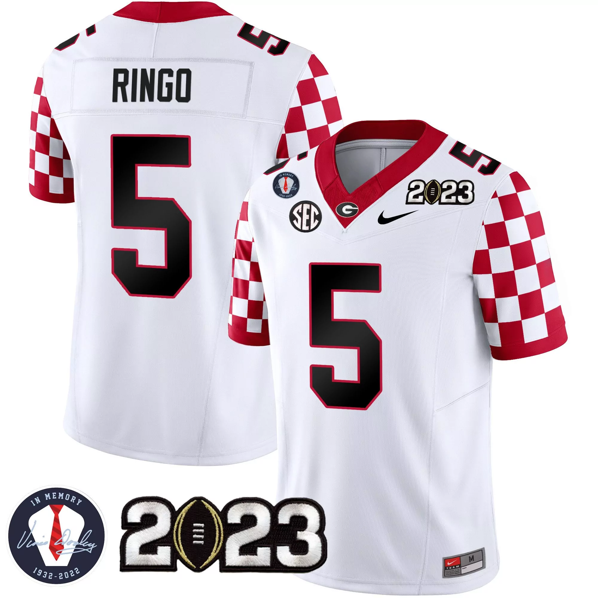 kelee ringo white mens georgia bulldogs checkerboard jersey all stitched