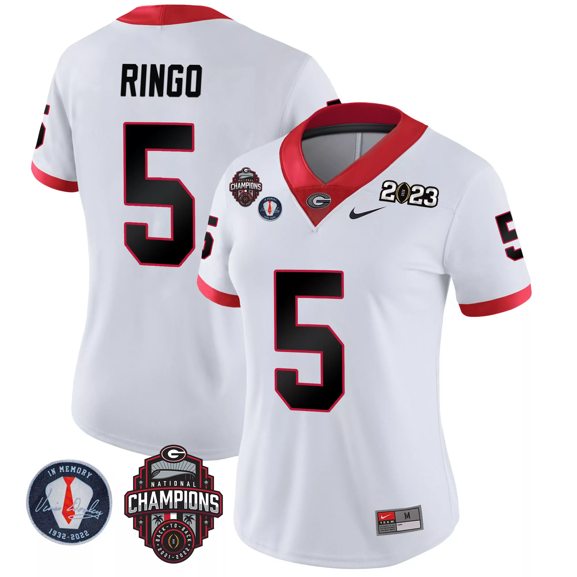 kelee ringo white womens georgia bulldogs 2023 vince dooley patch alternate jersey all stitched