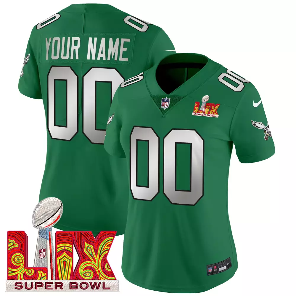 kelly green women philadelphia eagles kelly green vapor limited custom jersey v4 all stitched