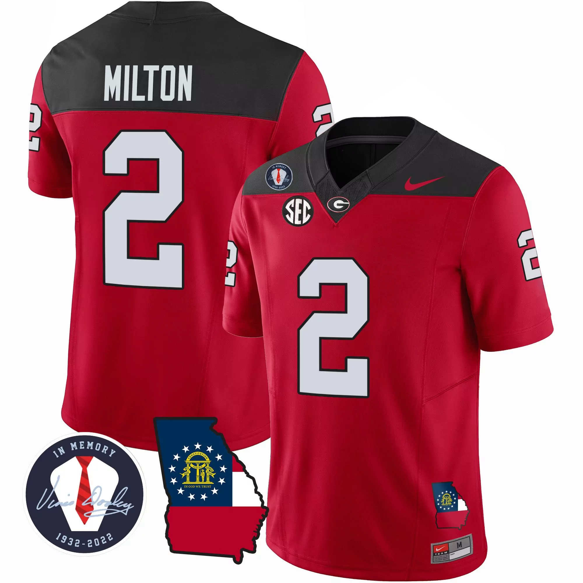 kendall milton red mens georgia bulldogs 2023 alternate vapor limited jersey all stitched