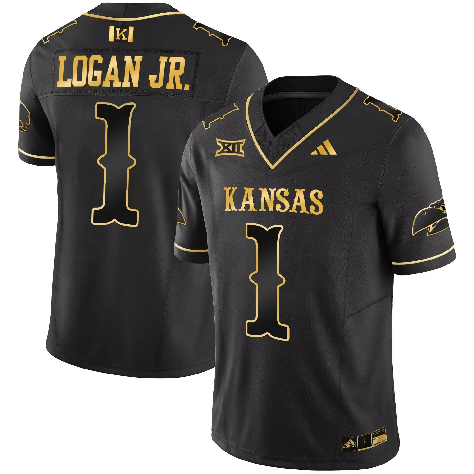 kenny logan jr black gold mens kansas jayhawks blackhawk gold vapor jersey all stitched
